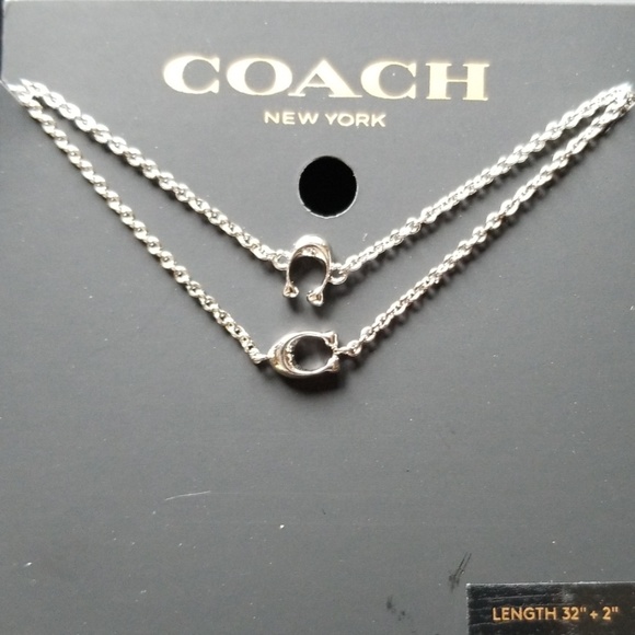 NWT Authentic COACH Signature Long Silvertone Necklace - Picture 8 of 12